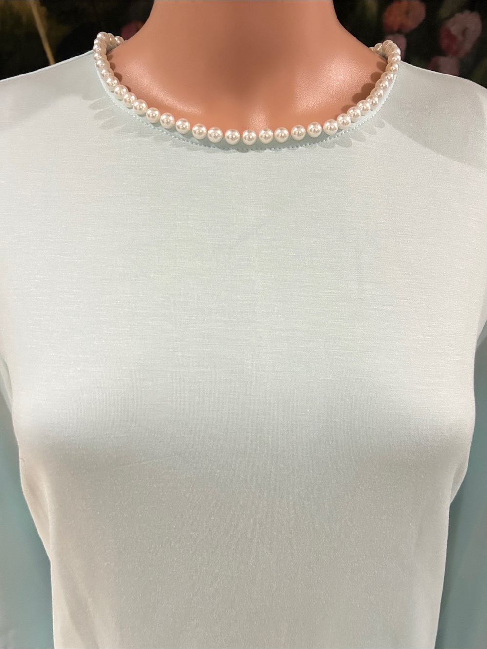 NWT Miss Rosier light blue maxi dress with pearl trim - Picture 9 of 15